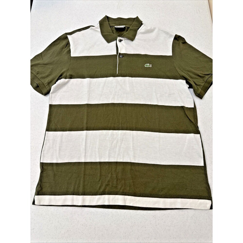 Izod Lacoste Shirt Vintage Mens Large Green White Short Sleeve Polo Retro Preppy